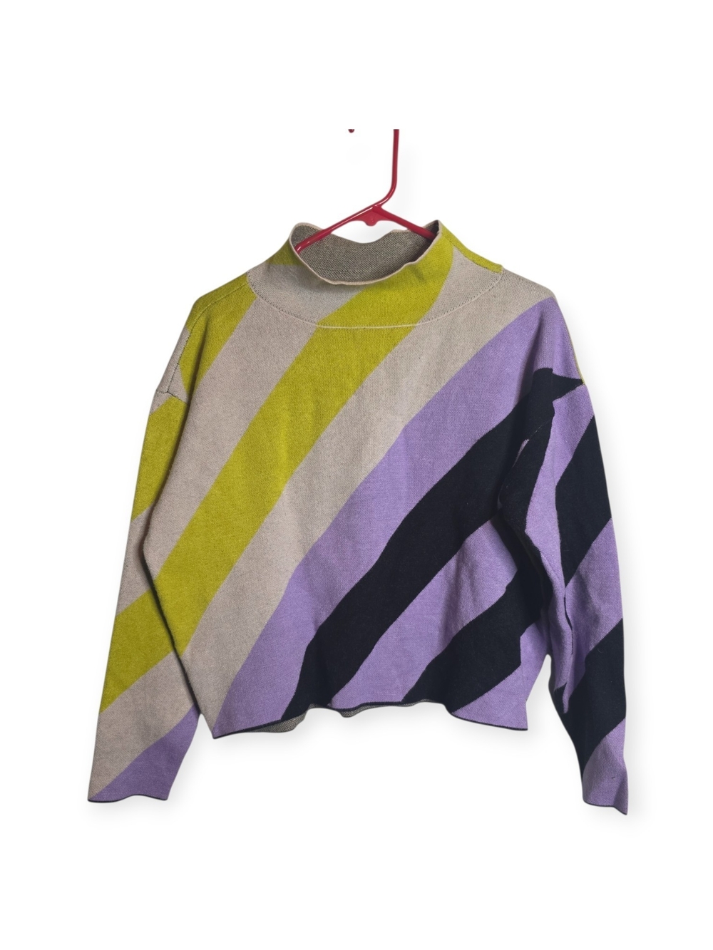 Women's Anthropolgie Maeve diagonal striped mock neck sweater, size small